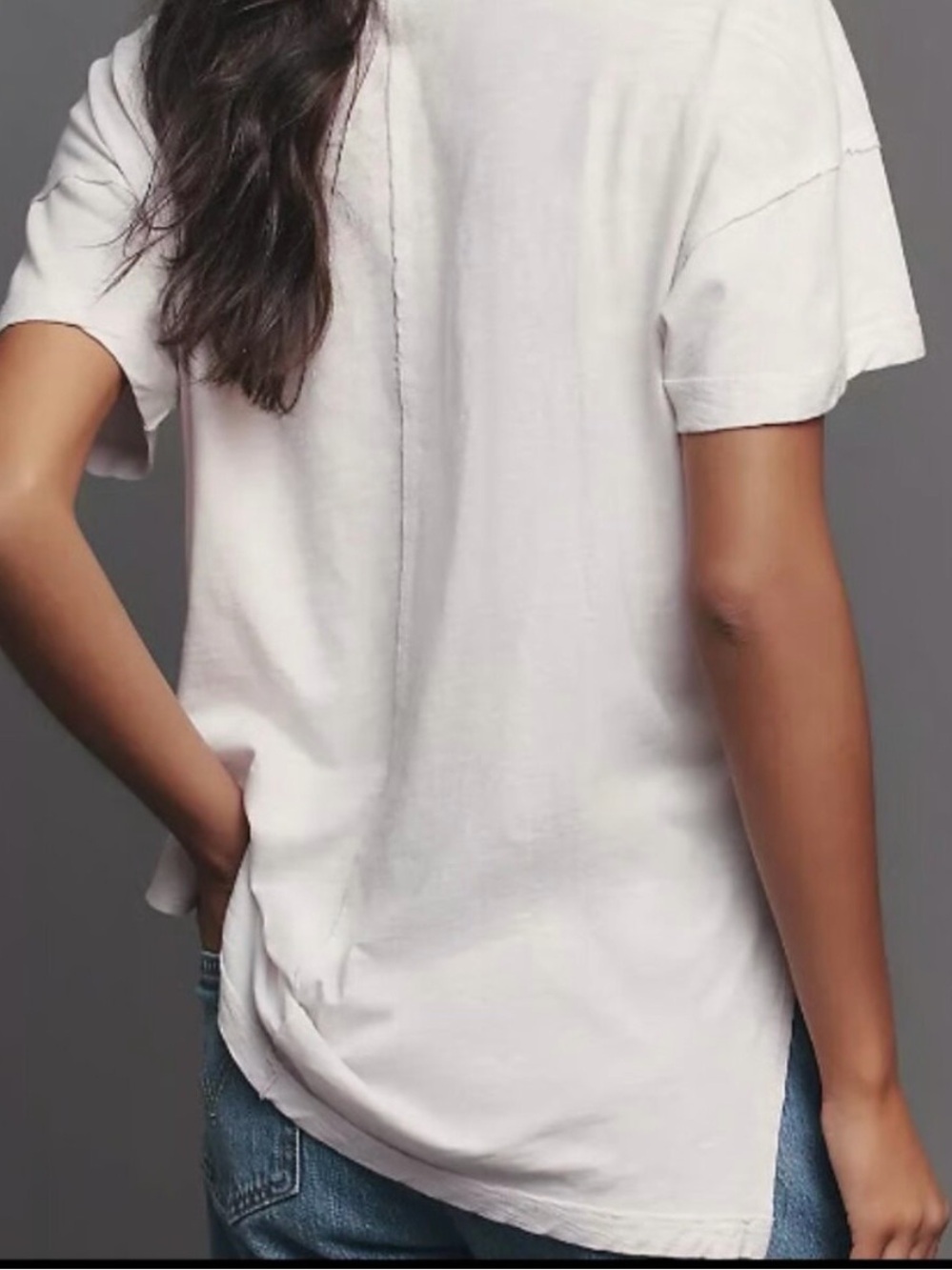 Anthropologie Women’s Pilcro Jordyn Slub Crewneck Side Slit Tunic Tee Sz Large - Picture 3 of 8